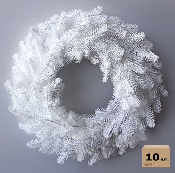 Венки хвойные рождественскиеTraditional литые d-40 см белый (упаковка 10 шт.)