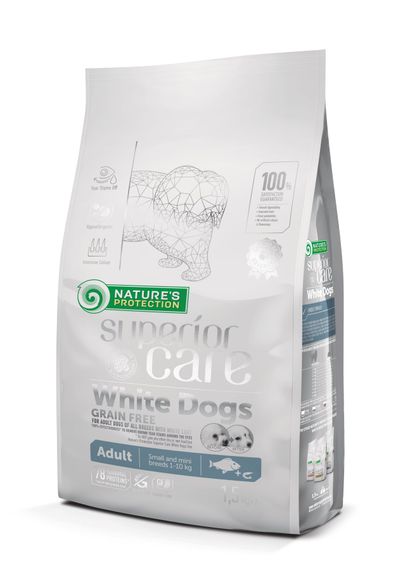 Корм Nature's Protection Superior Care White Dogs Grain Free Adult Small and Mini Breeds сухий для собак малих порід з білим забарвленням вовни 1.5 кг