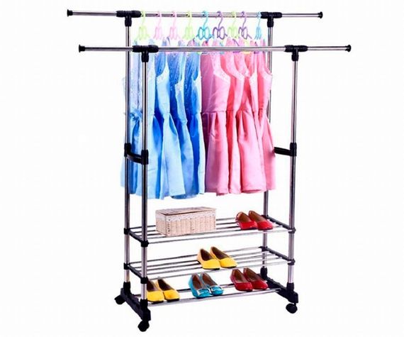 Вішалка для одягу Triple Stand Hanger подвійна телескопічна 3 полиці для взуття 160х80х38 см (Triple Stand Hanger_704) | Зображення 4