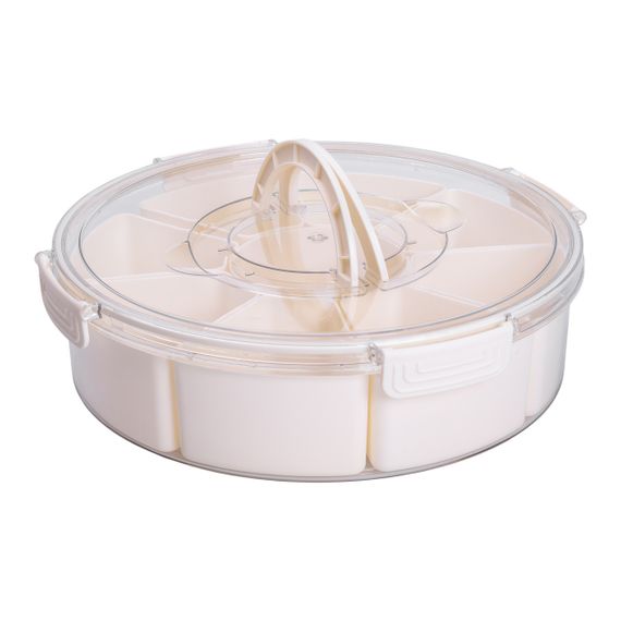 Контейнер для їжі з 9 відсіками пластиковий Ø29 см харчовий контейнер для зберігання їжі 3.5 л Бежевий HP-27-14 | Зображення 8