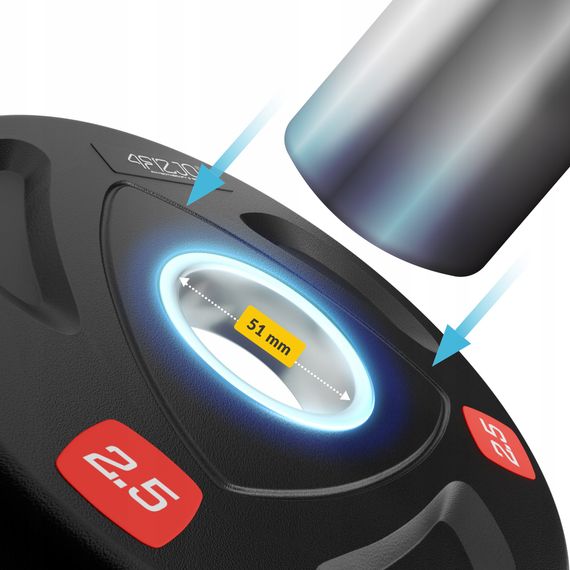 Диск олімпійський 4FIZJO 2 x 2.5 кг 51 мм металевий, прогумований Black (P-5905973401265) | Зображення 3