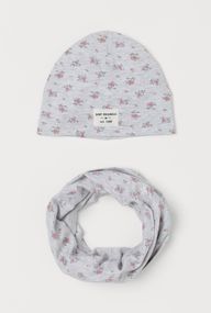Дитячий демісезонний комплект (шапка + хомут) для дівчинки H&M 50-51 см Сірий (250122087B)