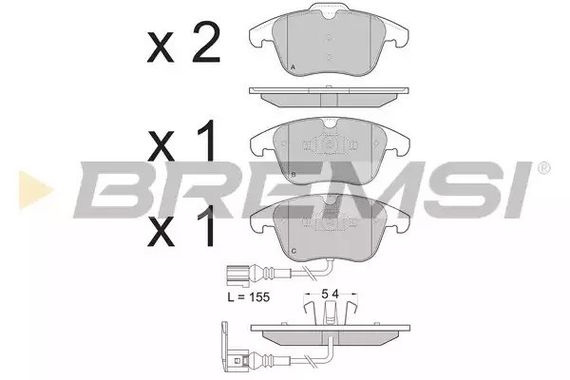 Колодки передні гальмівні Tiguan 07-/Sharan 10- (Ate-Teves), Bremsi (BP3394) | Зображення 2