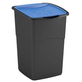 Контейнер для мусора Curver Koral bin 47 л черный с голубой крышкой, ведро для дома и сортировки (67032)
