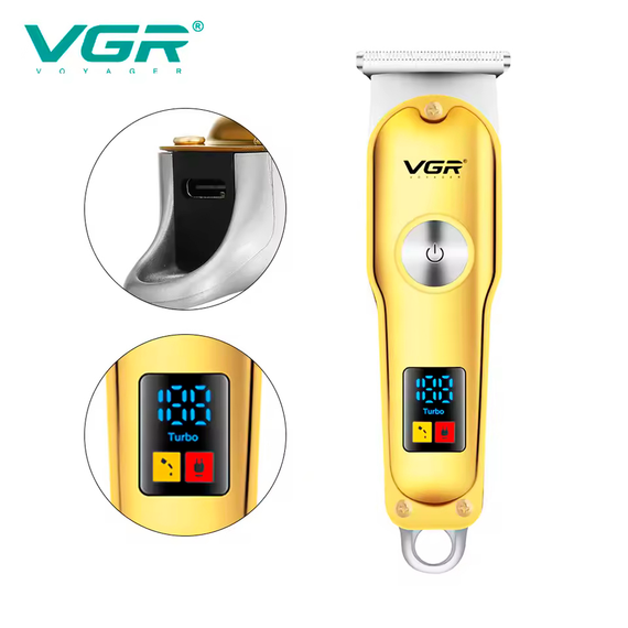 Триммер аккумуляторный для стрижки VGR V-290 GOLD, 3 насадки, LED дисплей | Зображення 3