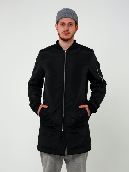 Бомбер Плащ чёрный S M