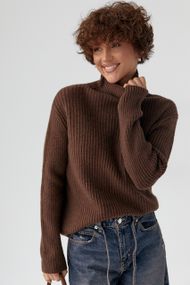 В'язаний гольф у рубчик - коричневий цвет, ONE SIZE (є розміри)