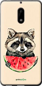 Чохол на Nokia 6 Єнотик з кавуном "4605t-898-2448"