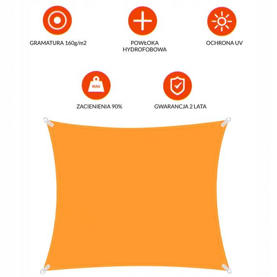 Тент-парус тіньовий Springos для дому, саду та туризму 4 x 4 м SN1027 Orange | Зображення 9