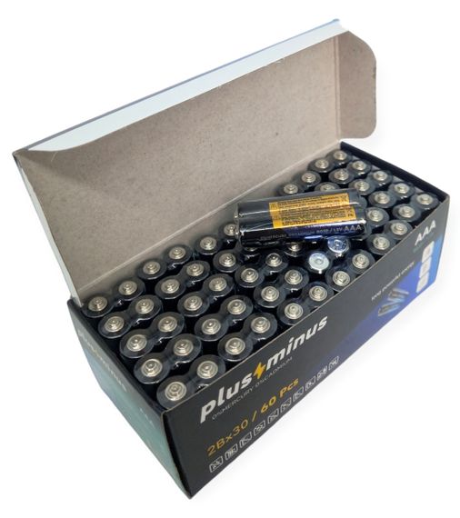 Батарейки пальчикові міні ААА R03 UM сольові упаковка набір 60 штук plus minus zinc carbon