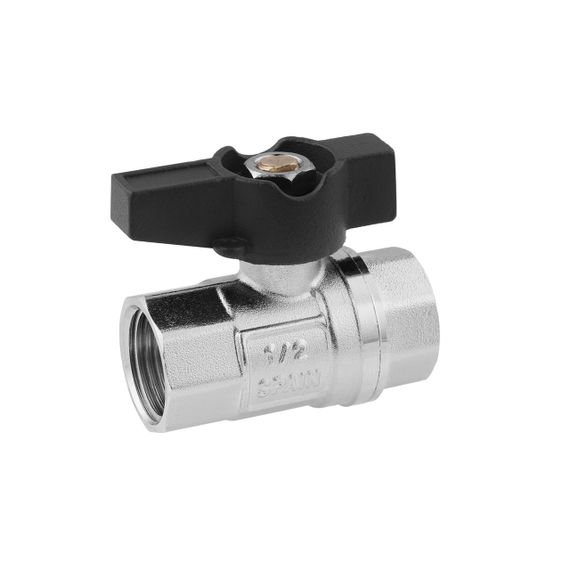 Кран кульовий Karro UNO 1/2" ВВ PN40 метелик, нікельований | Зображення 2