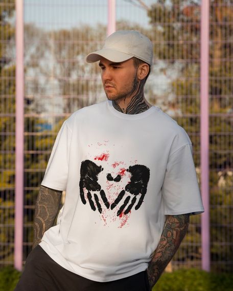 Oversize футболка з принтом Don’t Touch Me біла