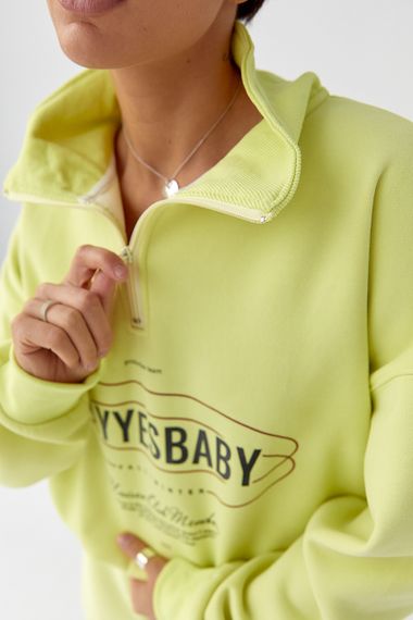 Теплий спортивний костюм із принтом - лимонний цвет, L/XL (є розміри) | Зображення 3