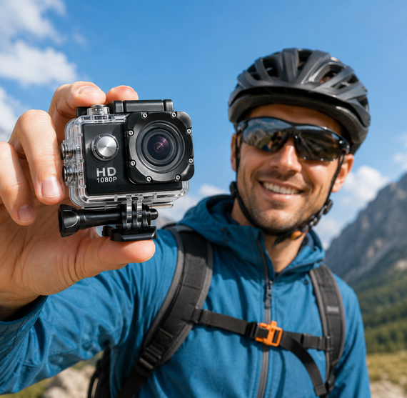 Экшн камера A7 FullHD, спортивная, влагозащита, с креплением 1080P MicroSD | Зображення 1