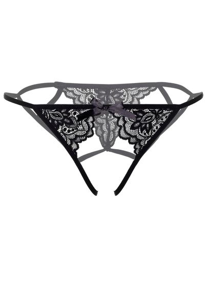 Мереживні трусики з відкритою інтимною зоною Inez Daring Intimates, чорні, S/M | Зображення 1