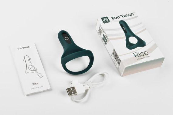Двойное эрекционное кольцо Fun Town Rise Turquoise, управление со смартфона | Зображення 4