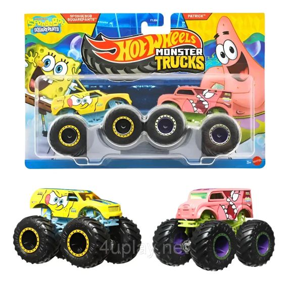 Подарочный набор 2 монстр-трака Hot Wheels Губка Боб Квадратные Штаны и Патрик Стар