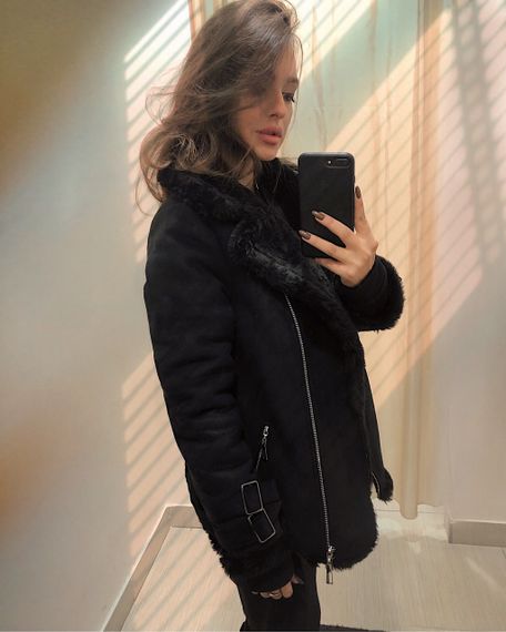 Дубленка Авиатор, Эко- замш, 70 см XS, Черный | Зображення 4
