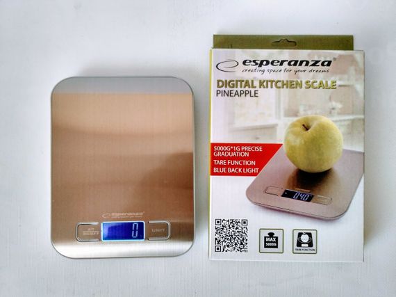 Ваги кухонні електронні Esperanza EKS001 Pineapple до 5 кг з металевою платформою з нержавіючої сталі | Зображення 5