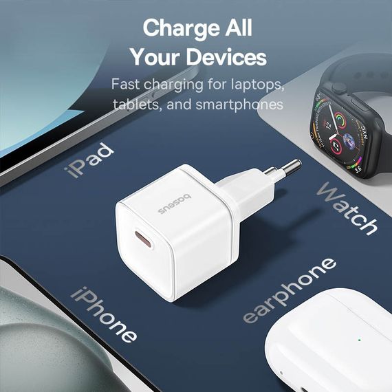 СЗУ Baseus GaN5S OS 20W (1USB-C) (P10162503) Moon White | Зображення 3