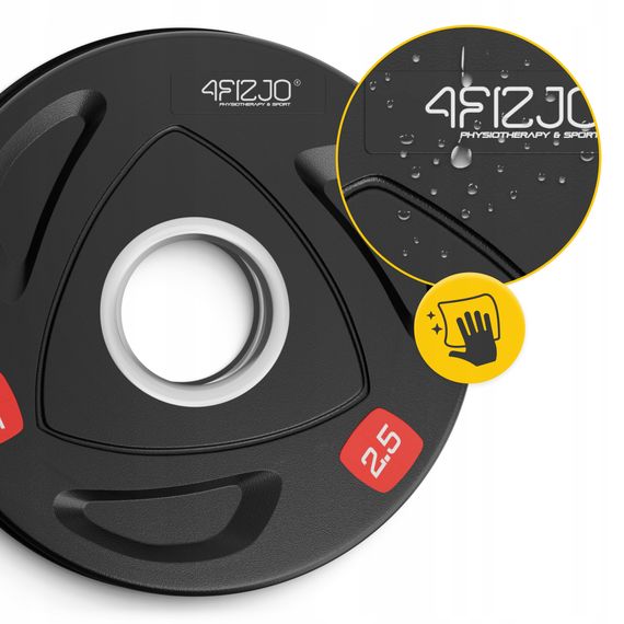 Диск олімпійський 4FIZJO 2 x 2.5 кг 51 мм металевий, прогумований Black (P-5905973401265) | Зображення 5