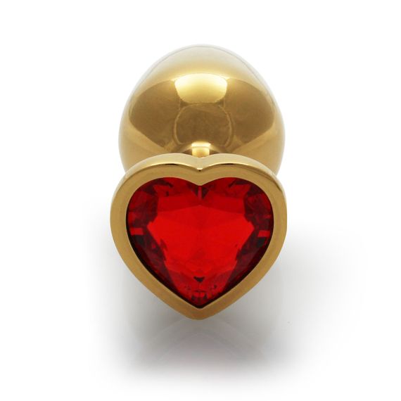 Металева анальна пробка Heart Gem, розмір S, золотисто-червоний колір Ouch! (Нідерланди) Sex Aura | Зображення 2