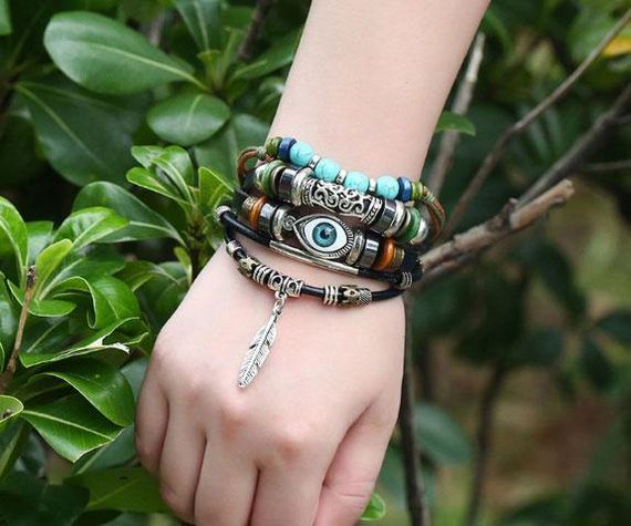 Кожаный браслет амулет PANK EYE | Зображення 4