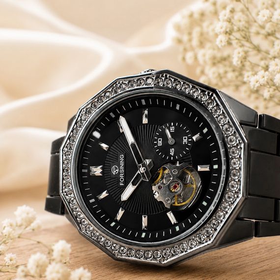 Наручний механічний годинник Forsining 8313 Black-Silver-Black | Зображення 5