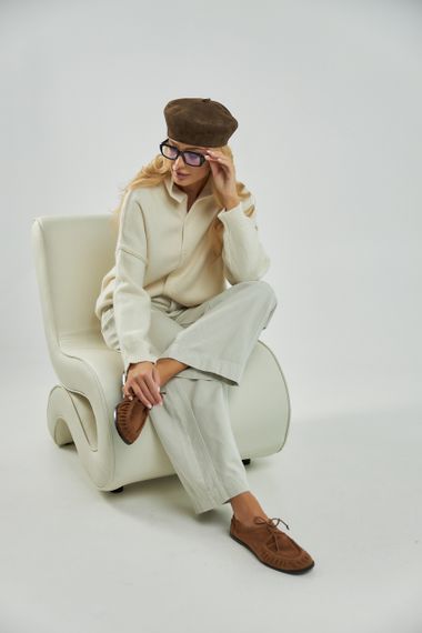 Теплий в'язаний кардиган на ґудзиках - молочний цвет, ONE SIZE (є розміри) | Зображення 2