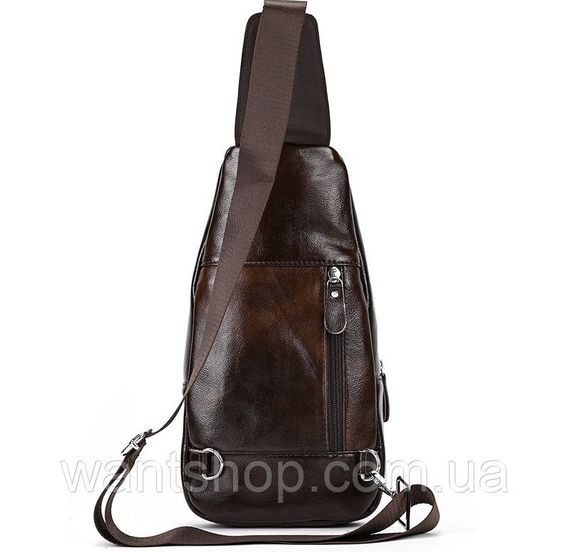 Чоловічий шкіряний слинг-рюкзак на одне плече TIDING BAG TM-49539 коричнева | Зображення 5