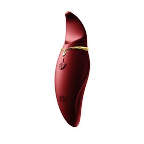 Вибратор 2в1 с язычком Zalo — Hero Wine Red, кристалл Swarovski Sex Aura