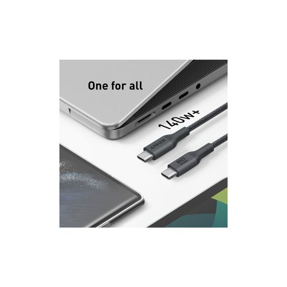 Дата кабель USB-C to USB-C 1.8m 140W bio-nylon 544 black Anker (A80F6H11) | Зображення 2