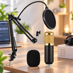 Студийный микрофон Music M-800U со стойкой и ветрозащитой