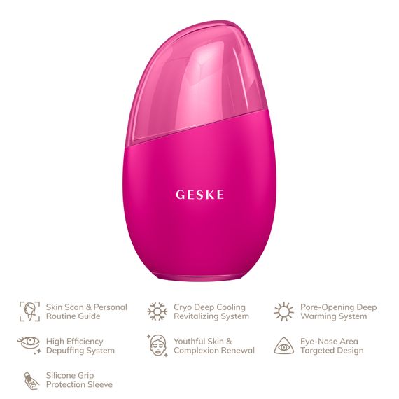 Масажер для обличчя GESKE Cool&Warm Eye and Face Massager 7в1 magenta | Зображення 1