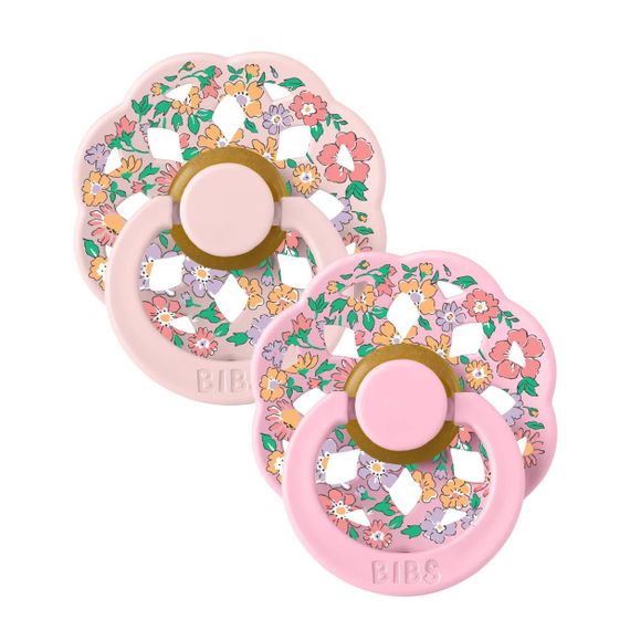 Соска пустушка BIBS x Liberty Boheme 6-18 міс Oscar Meadow Latex Round (кругла) – Blossom Mix  (2 в упаковці) | Зображення 1