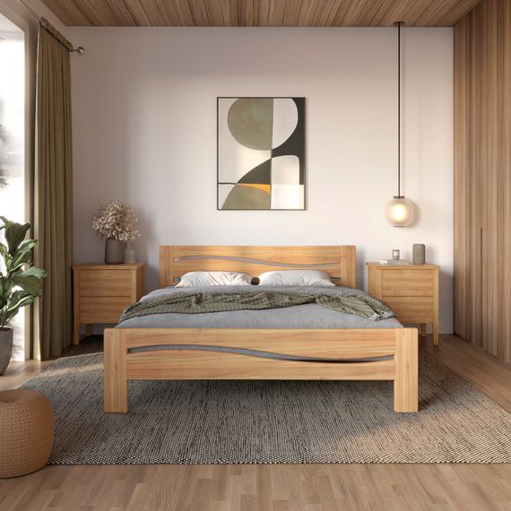 Двоспальне ліжко Mebigrand Неаполь Горіх світлий 180х190 см (MBG-2188)