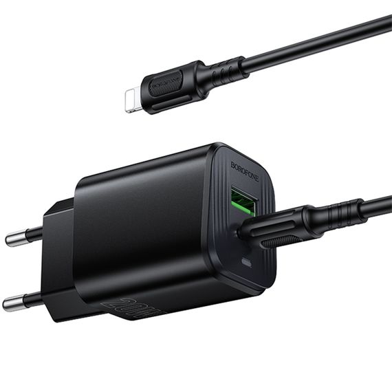 МЗП Borofone BAS83A Star PD20W+QC3.0 (1USB-A/1C) + кабель Type-C to Lightning Black | Зображення 2