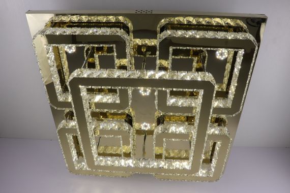 Люстра стельова кришталева LED з пультом 25664 Золото 17х80х80 см. | Зображення 3