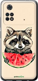 Чохол на Xiaomi Poco M4 Pro Єнотик з кавуном "4605u-2592-2448"