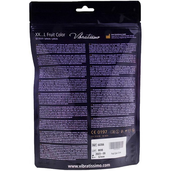Презервативи Amor Vibratissimo XX ... L Fruit Color, 57 мм, 50 шт Sex Aura | Зображення 2