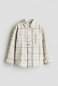 Дитяча муслінова сорочка для хлопчика в клітинку H&M 110 см Бежева (25101827B)