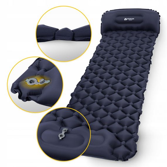 Надувний килимок (каремат) Mountain Goat 190 x 58 x 5 см з вбудованим насосом MG0009 Navy Blue (P-5905973400916) | Зображення 3