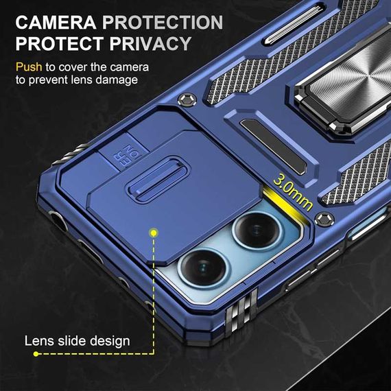 Ударопрочный чехол Camshield Army Ring для Xiaomi Redmi 12 / Poco M6 Pro 5G Синий / Navy | Зображення 1