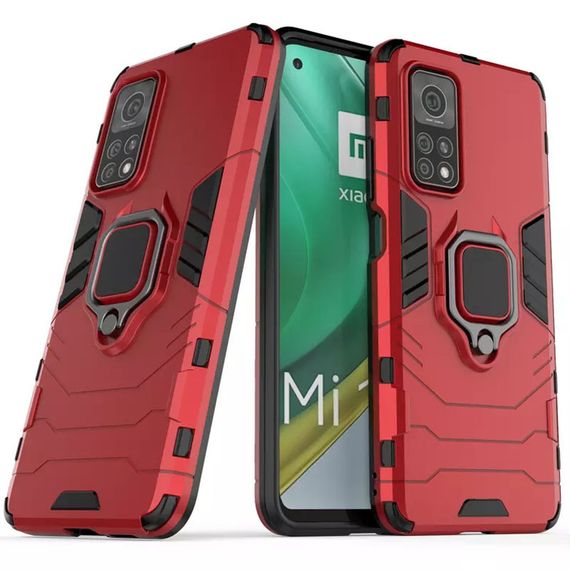 Ударостійкий чохол Transformer Ring for Magnet для Xiaomi Mi 10T/Mi 10T Pro TPU+PC, Кольцо-держатель, Красный / Dante Red | Зображення 1