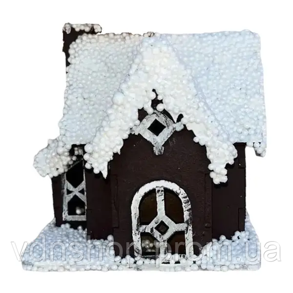 Декоративний новорічний будиночок з дерева (шт) 10×10×10 (см) ялинкова підвіска Коричневий 8066770909 | Зображення 1