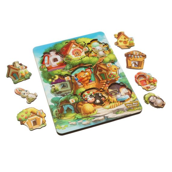 Деревянный пазл-вкладыш "Где чей домик на дереве?" Ubumblebees (ПСД172) PSD172 трехслойный | Зображення 1