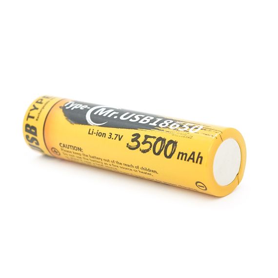 Акумулятор 18650 Li-Ion LiitoKala USB-18-T35, 3500mAh (3400-3500mAh), 3.7V (2.7-4.2V), Type-C, 18.6*72mm, Yellow | Зображення 2