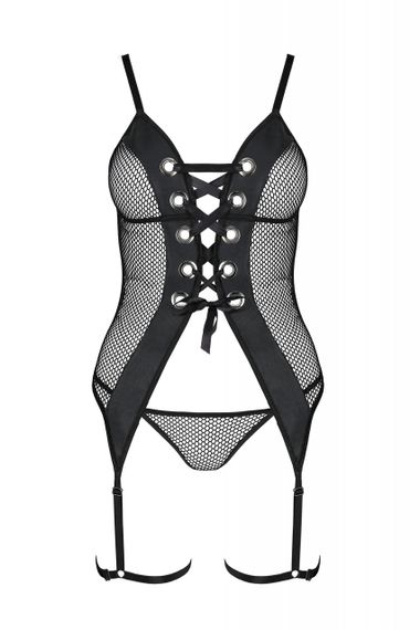 Корсет та стрінги чорний S/M BETH CORSET - Passion sexstyle | Зображення 2