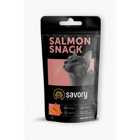Хрустящие лакомства Savory Snack Подушечки для прихотливых кошек, с лососем, 60 г