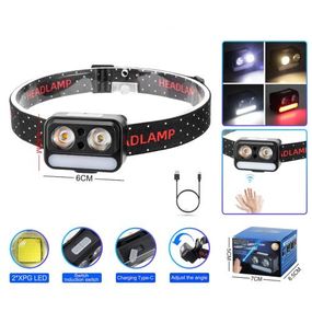 Ліхтар налобний 2069-XPG (white)+XPG(yellow)+5SMD(red), Motion Sensor, Li-Ion акумулятор, ЗУ Type-C